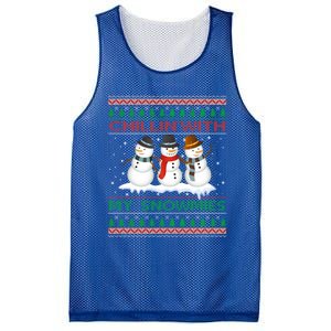 Chillin With My Snowmies Snow Ugly Christmas Sweater Gift Mesh Reversible Basketball Jersey Tank