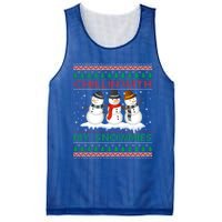 Chillin With My Snowmies Snow Ugly Christmas Sweater Gift Mesh Reversible Basketball Jersey Tank