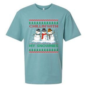 Chillin With My Snowmies Snow Ugly Christmas Sweater Gift Sueded Cloud Jersey T-Shirt