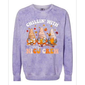 Chillin' With My Gnomies NICU Crew Fall Vibes Autumn Season  Colorblast Crewneck Sweatshirt