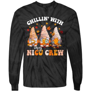 Chillin' With My Gnomies NICU Crew Fall Vibes Autumn Season  Tie-Dye Long Sleeve Shirt