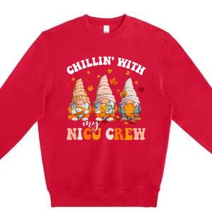 Chillin' With My Gnomies NICU Crew Fall Vibes Autumn Season  Premium Crewneck Sweatshirt