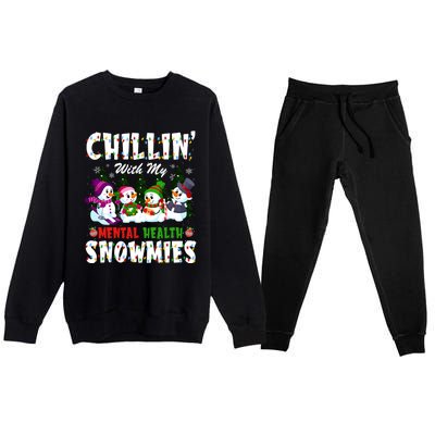 Chillin With My Tal Health Snowmies Xmas Nurse Gift Premium Crewneck Sweatsuit Set