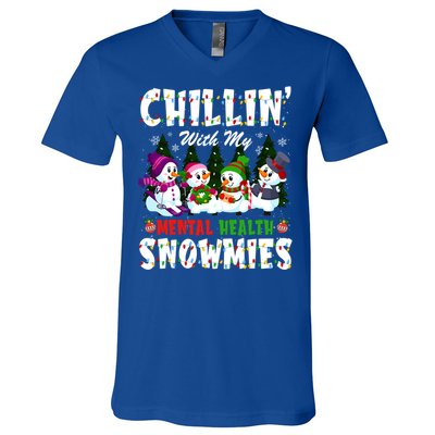 Chillin With My Tal Health Snowmies Xmas Nurse Gift V-Neck T-Shirt