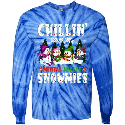 Chillin With My Tal Health Snowmies Xmas Nurse Gift Tie-Dye Long Sleeve Shirt