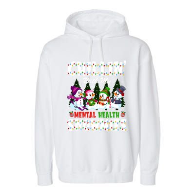 Chillin With My Tal Health Snowmies Xmas Nurse Gift Garment-Dyed Fleece Hoodie