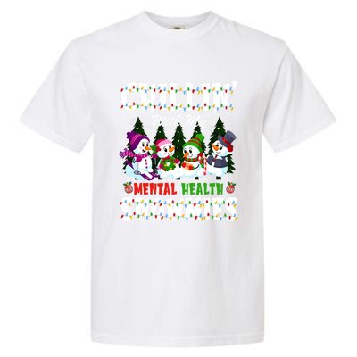 Chillin With My Tal Health Snowmies Xmas Nurse Gift Garment-Dyed Heavyweight T-Shirt