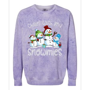 Chillin With My Snowmies Ugly Snowman Christmas Colorblast Crewneck Sweatshirt