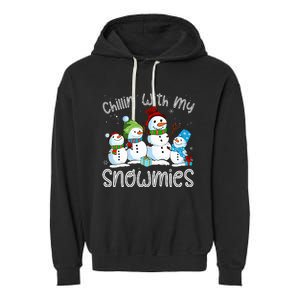 Chillin With My Snowmies Ugly Snowman Christmas Garment-Dyed Fleece Hoodie