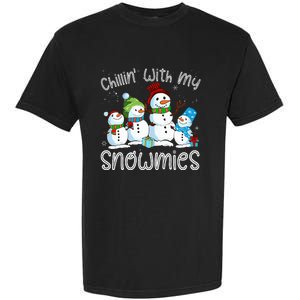 Chillin With My Snowmies Ugly Snowman Christmas Garment-Dyed Heavyweight T-Shirt