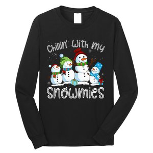 Chillin With My Snowmies Ugly Snowman Christmas Long Sleeve Shirt