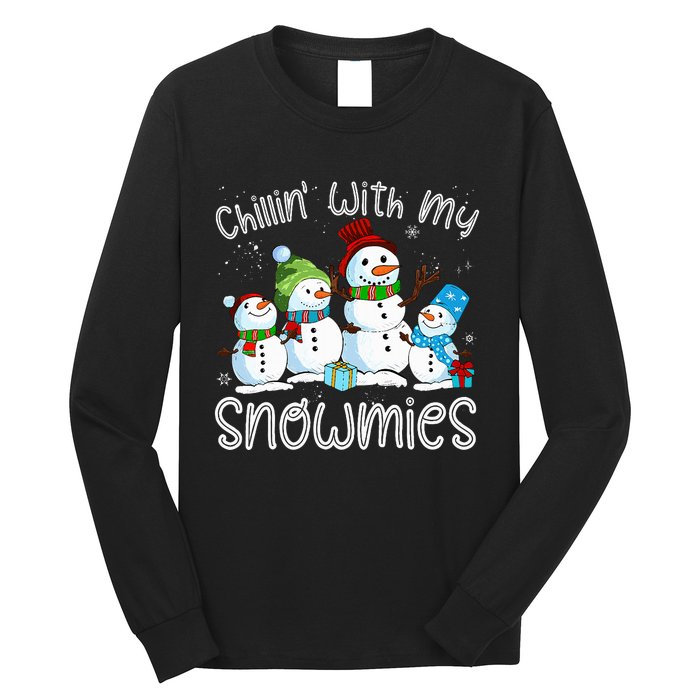 Chillin With My Snowmies Ugly Snowman Christmas Long Sleeve Shirt