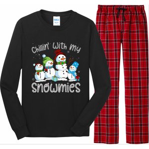 Chillin With My Snowmies Ugly Snowman Christmas Long Sleeve Pajama Set