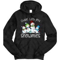 Chillin With My Snowmies Ugly Snowman Christmas Tie Dye Hoodie