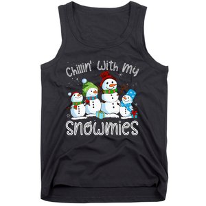 Chillin With My Snowmies Ugly Snowman Christmas Tank Top