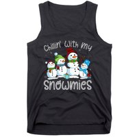 Chillin With My Snowmies Ugly Snowman Christmas Tank Top