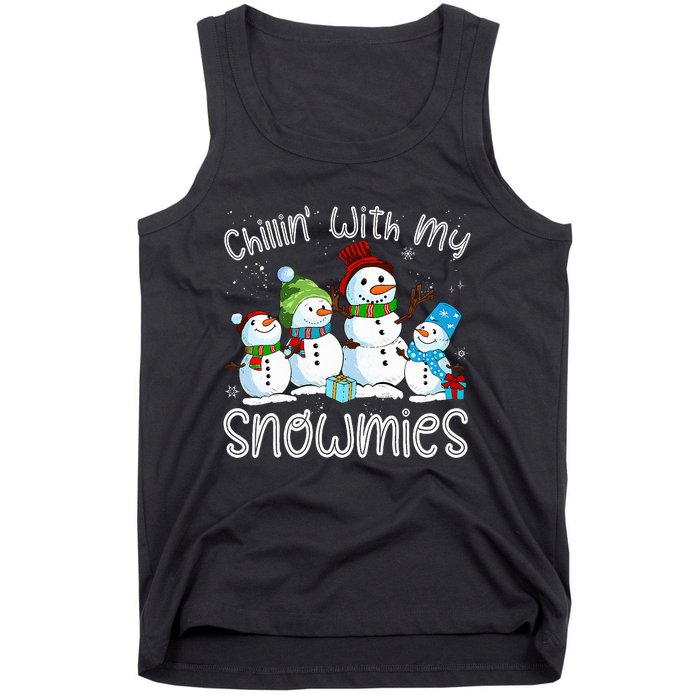 Chillin With My Snowmies Ugly Snowman Christmas Tank Top