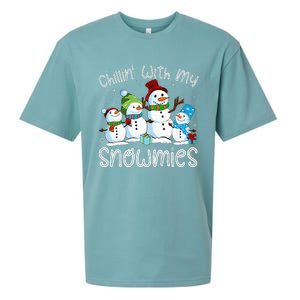 Chillin With My Snowmies Ugly Snowman Christmas Sueded Cloud Jersey T-Shirt