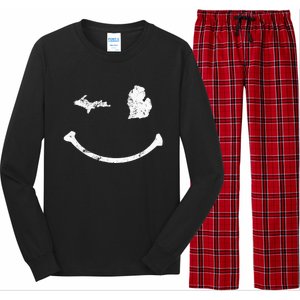 Cute Winking Michigan Mi Native Michigander Gift Long Sleeve Pajama Set