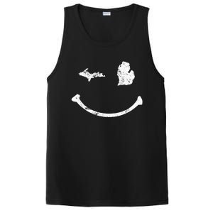 Cute Winking Michigan Mi Native Michigander Gift PosiCharge Competitor Tank