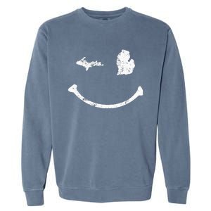 Cute Winking Michigan Mi Native Michigander Gift Garment-Dyed Sweatshirt