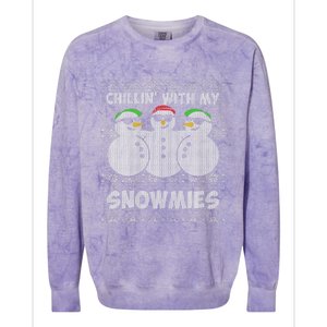 Chillin With My Snowmies Funny Ugly Christmas Colorblast Crewneck Sweatshirt