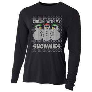 Chillin With My Snowmies Funny Ugly Christmas Cooling Performance Long Sleeve Crew