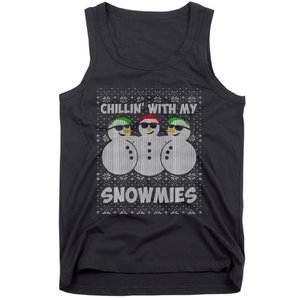 Chillin With My Snowmies Funny Ugly Christmas Tank Top