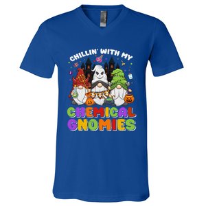 Chillin With My Chemical Gnomies Halloween Gnome Gift V-Neck T-Shirt