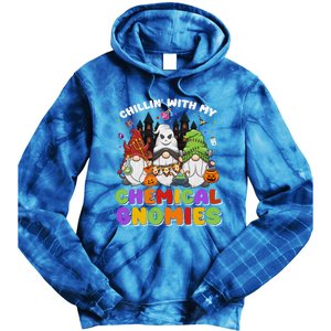 Chillin With My Chemical Gnomies Halloween Gnome Gift Tie Dye Hoodie