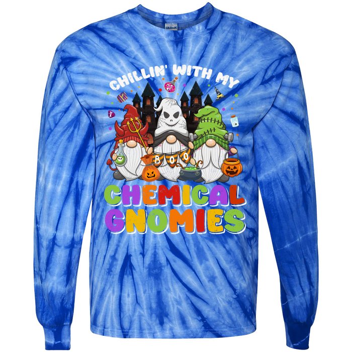 Chillin With My Chemical Gnomies Halloween Gnome Gift Tie-Dye Long Sleeve Shirt