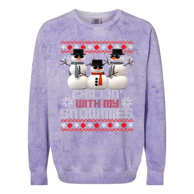 Chillin With My Snowmies Ugly Christmas Xmas Snowman Colorblast Crewneck Sweatshirt