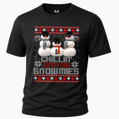 Chillin With My Snowmies Ugly Christmas Xmas Snowman Performance Shirt