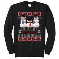 Chillin With My Snowmies Ugly Christmas Xmas Snowman Sweatshirt