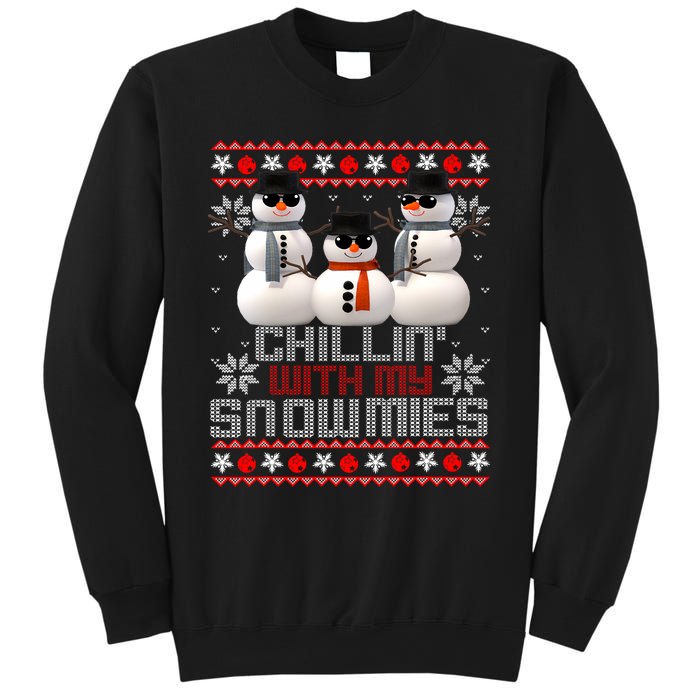 Chillin With My Snowmies Ugly Christmas Xmas Snowman Sweatshirt