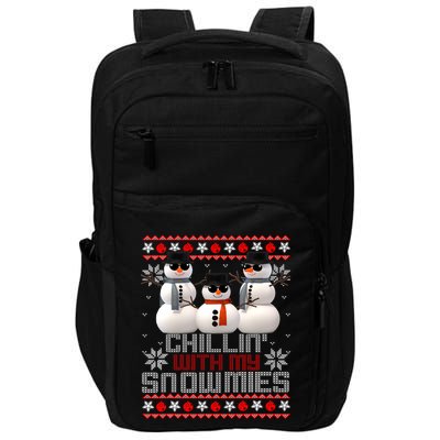 Chillin With My Snowmies Ugly Christmas Xmas Snowman Impact Tech Backpack
