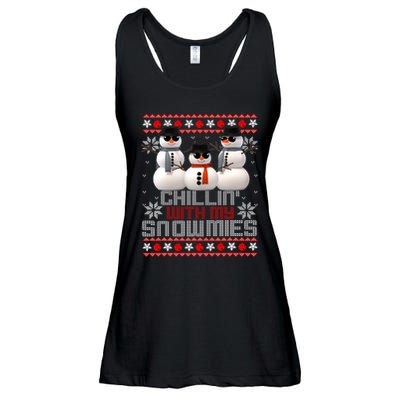 Chillin With My Snowmies Ugly Christmas Xmas Snowman Ladies Essential Flowy Tank