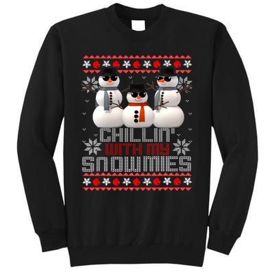 Chillin With My Snowmies Ugly Christmas Xmas Snowman Tall Sweatshirt