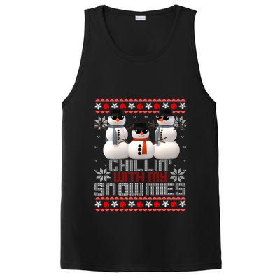 Chillin With My Snowmies Ugly Christmas Xmas Snowman PosiCharge Competitor Tank