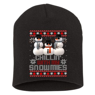 Chillin With My Snowmies Ugly Christmas Xmas Snowman Short Acrylic Beanie