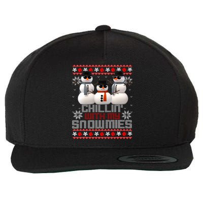 Chillin With My Snowmies Ugly Christmas Xmas Snowman Wool Snapback Cap