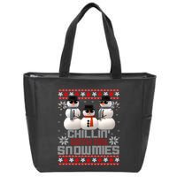 Chillin With My Snowmies Ugly Christmas Xmas Snowman Zip Tote Bag