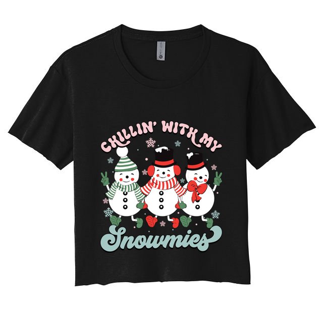 Chillin With My Snowmies Family Christmas Pajama Gift Crop Top