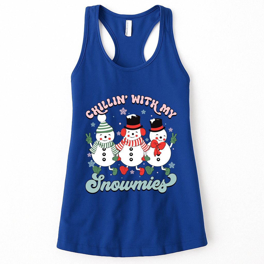 Chillin With My Snowmies Family Christmas Pajama Gift Womens Tank Top