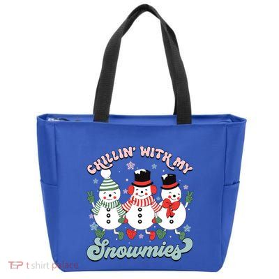 Chillin With My Snowmies Family Christmas Pajama Gift Zip Tote Bag