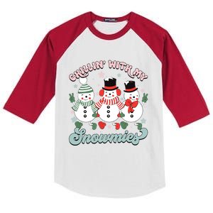 Chillin With My Snowmies Family Christmas Pajama Gift Kids Colorblock Raglan Jersey