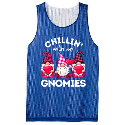 Chillin With My Gnomies Valentines Day Gnomes Leopard Plaid Gift Mesh Reversible Basketball Jersey Tank