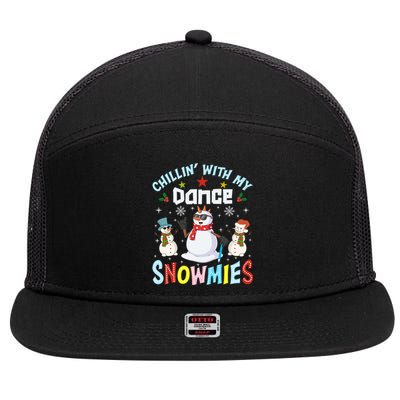 Chillin With My Dance Snowmies Teacher Student Christmas Gift 7 Panel Mesh Trucker Snapback Hat