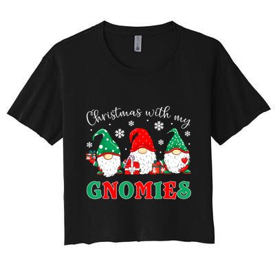 Christmas With My Gnomies Buffalo Plaid Xmas Family Matching Gift Crop Top