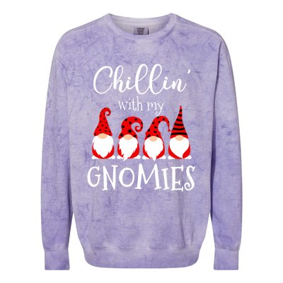 Chillin With My Gnomies Christmas Gnome Holiday Costume Funny Gift Colorblast Crewneck Sweatshirt